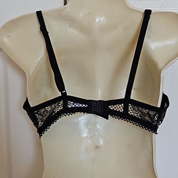 DKNY Women's Lace Lightly Padded Underwire Contour Bra 34C Black/ Cream - Picture 3 of 16